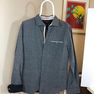 Denim & Flowers slim fit premium cotton gray shirt